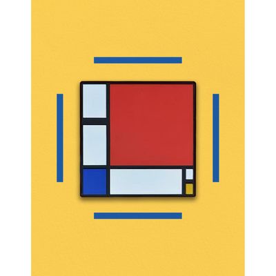 Decorative objects - PVC Magnet Composition with Red, Blue, and Yellow - Piet Mondrian, 1930 - PINPINPIN.IT