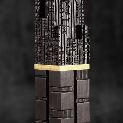 Unique pieces - THE END II - wooden sculpture - black & gold leaf - modern design - NILS ORM