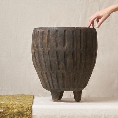 Tabourets - Tabouret en argile peinte avec finition fumée mate - HUAKAL