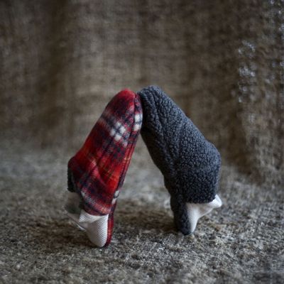 Chaussettes - JAPAN MADE Reversible room shoes / Shaggy tartan x Quilted boa - MERIPPA