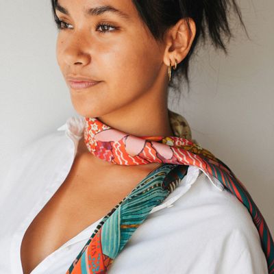 Foulards et écharpes - Foulard Océan fleuri Corail - PATRICIA LAUZES