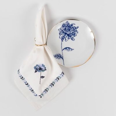 Table linen - Peony Embroidered Napkin - RUMA HOME