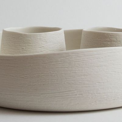 Platter and bowls - Dish with scratched surface - BÉRANGÈRE CÉRAMIQUES