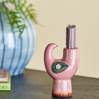 Decorative objects - Trudy Candle Holder, Pink, Sandstone - BLOOMINGVILLE
