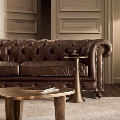 Sofas - EDINBURGH Chesterfield Sofa - Dark Brown Leather Elegance - FLAMANT