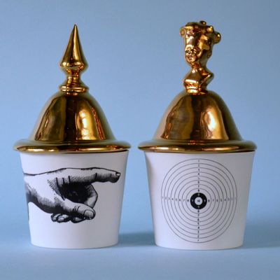 Ceramic - Perfumed Candle with Golden Lid - KÜHN KERAMIK