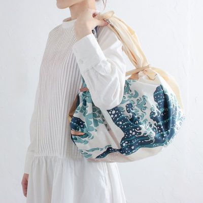 Sacs et cabas - Sac Patchin en coton | La vague Beige Taille L - MUSUBI