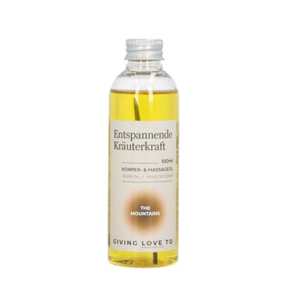 Cosmétiques - Huile de soin et de massage THE MOUNTAINS Détente & apaisement 100 ml - GIVING LOVE TO, A BRAND OF REGEN GMBH