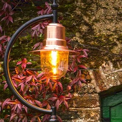 Garden built-in lighting  - Vintage tear drop lamp post in copper, cast iron and steel 2.5m (H507C - HARTE OUTDOOR LIGHTING