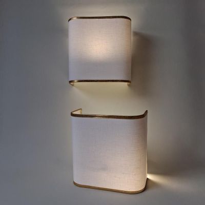 Wall lamps - Square white linen wall light | AUGUSTINE - CÔTE OUEST DÉCO - PRO