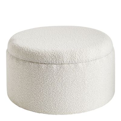 Ottomans - Set of 2 RILA poufs in cream French terry fabric, 62x36.5 and 50x29  - BLANC D'IVOIRE