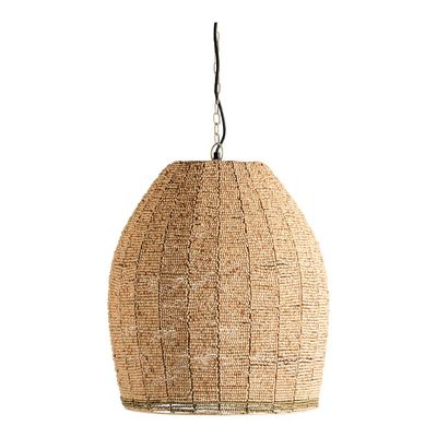 Hanging lights - GAYA suspension natural and golden wooden beads dia 47x52 - BLANC D'IVOIRE