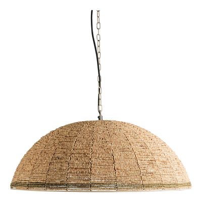 Hanging lights - GAYA suspension natural and golden wooden beads dia 65x26 - BLANC D'IVOIRE