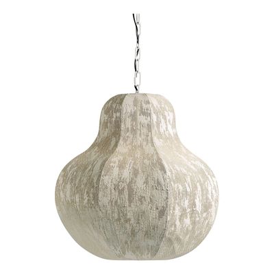 Hanging lights - SORA pendant light metal and cream mesh fabric 60x60x56 - BLANC D'IVOIRE