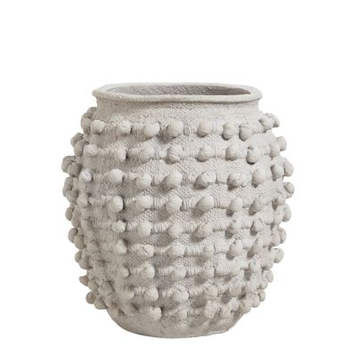 Baskets - CLEIA light gray cement plant pot - Small model - dia 37.5x37x37 - BLANC D'IVOIRE