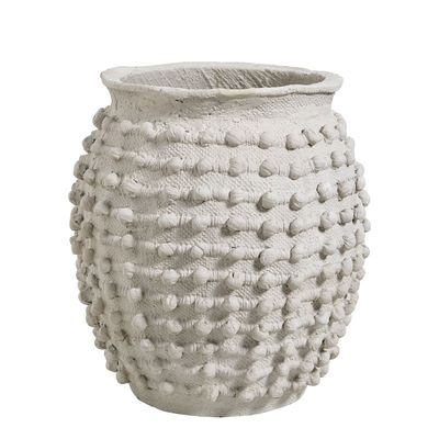 Baskets - CLEIA light gray cement plant pot - Medium model - dia 42x42x44 - BLANC D'IVOIRE