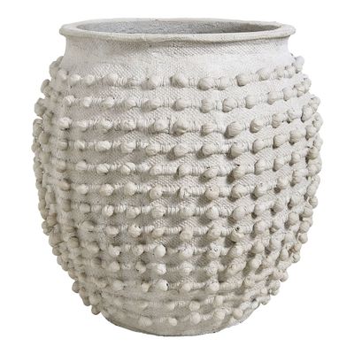 Baskets - CLEIA light gray cement planter - Large model - dia 51.5x51.5x51.5 - BLANC D'IVOIRE