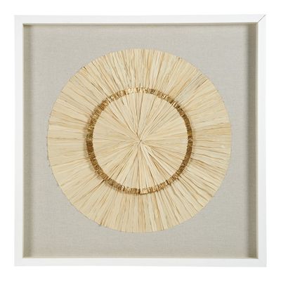 Paintings - ROSACE wall decoration ecru and gold pleated palm leaves 80x80 - BLANC D'IVOIRE