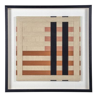 Paintings - QUADRA wall decoration beige brown and black cotton rope 60x60 - BLANC D'IVOIRE