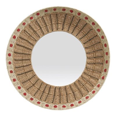 Mirrors - ORMA mirror natural paper rope and coral dia 75x12 - BLANC D'IVOIRE