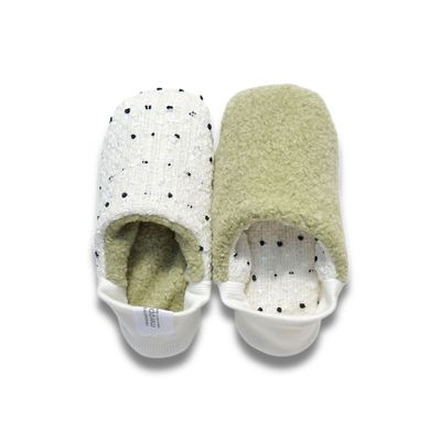 Chaussettes - JAPAN MADE Reversible room shoes / Dot tweed x Sheep boa pile - MERIPPA