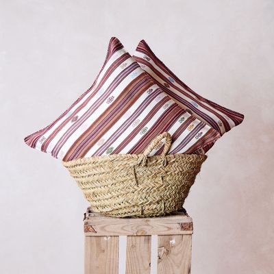 Fabric cushions - Pantelhó Pillow in Natural and Purple Colors - HUAKAL