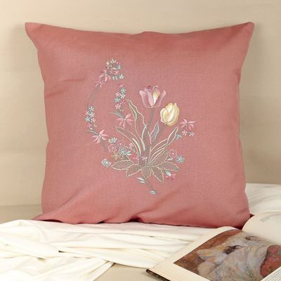 Fabric cushions - Tu'Lip Kiss Embroidered Cushion Cover - NINÉH