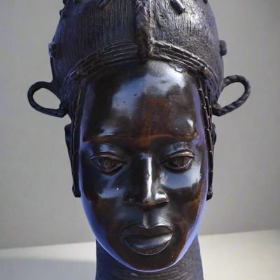 Sculptures, statuettes and miniatures - Bronze Queen Mother Head - Ife - Bini Edo - QUINTESSENCE AFRICAINE