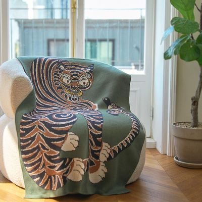 Throw blankets - Tiger and Magpie(Green) - BON`EE(LIVING ART BRAND)