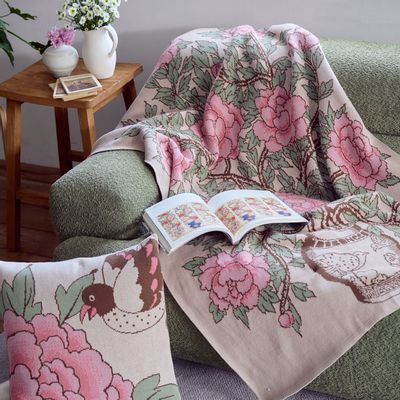 Throw blankets - Peonies in vase Blankets - BON`EE(LIVING ART BRAND)