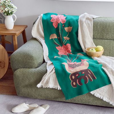 Throw blankets - Lotuses in vase Blankets - BON`EE(LIVING ART BRAND)