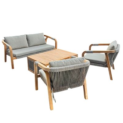 Sofas - Olefin teak and rope outdoor lounge - SBH3 - BALINAISA