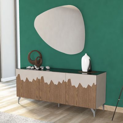 Sideboards - Frida, Credenza 3 doors veneering walnut and matt lacquered - RC FURNITURE