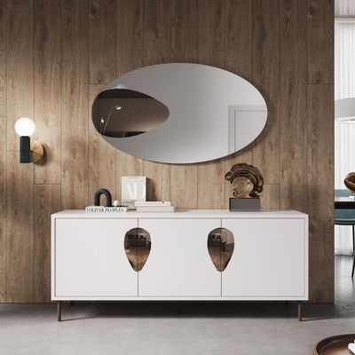 Buffets - Eracle, crédence au design minimal avec miroirs en forme de bronze - RC FURNITURE