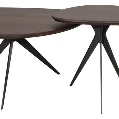 Tables basses - Organic coffee table in iron and wood - STEELE