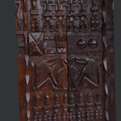 Sculptures, statuettes et miniatures - Grande porte Dogon en bois - QUINTESSENCE AFRICAINE