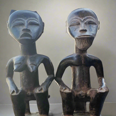 Sculptures, statuettes and miniatures - Ashanti wooden couple statue - QUINTESSENCE AFRICAINE