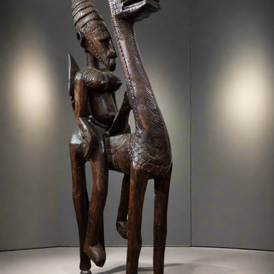 Sculptures, statuettes and miniatures - Very big wooden Bambara rider, Mali - QUINTESSENCE AFRICAINE