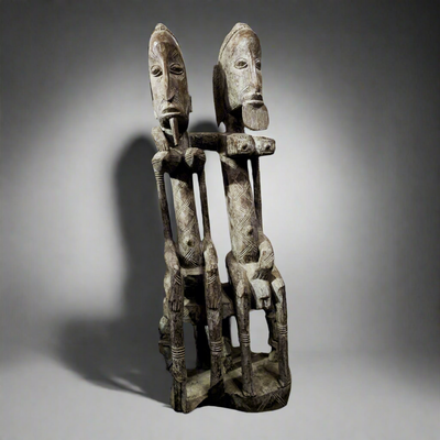 Sculptures, statuettes and miniatures - Very large wooden Dogon primordial couple statue - QUINTESSENCE AFRICAINE