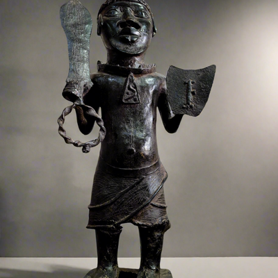 Sculptures, statuettes and miniatures - Oba Ife bronze warrior, Kingdom of Benin, Nigeria - QUINTESSENCE AFRICAINE