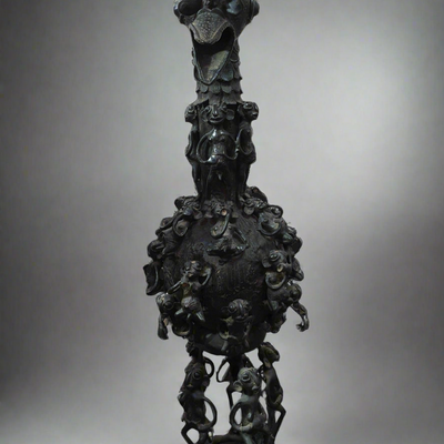 Sculptures, statuettes and miniatures - Large royal Bamoun aquamanile in bronze, Cameroon - QUINTESSENCE AFRICAINE