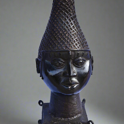 Sculptures, statuettes and miniatures - Bronze Queen Mother Head - Ife - Bini Edo - QUINTESSENCE AFRICAINE