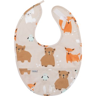 Children's mealtime - Metsänväki Bib Light Brown 28x39 cm - PENTIK