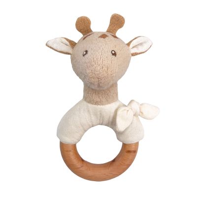 Soft toy - 120810 - LEONIE GIRAFFE RATTLE WOOD - EGMONT TOYS