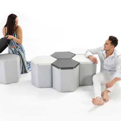 Outdoor decorative accessories - Pouf/side table with HEX top - COUTURE JARDIN