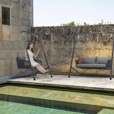 Deck chairs - DIVA hanging rocking chair (1 seater) - COUTURE JARDIN