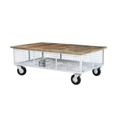 Coffee tables - Industrial And Vintage Coffee Table On Wheels - GRAND DÉCOR