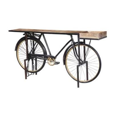 Console table - Wood And Metal Bicycle Console Table - GRAND DÉCOR