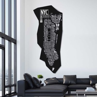 Other wall decoration - Wall art Leather city map Manhattan NYC | H 210 - W 100 | Unique Piece - FRANK&FRANK