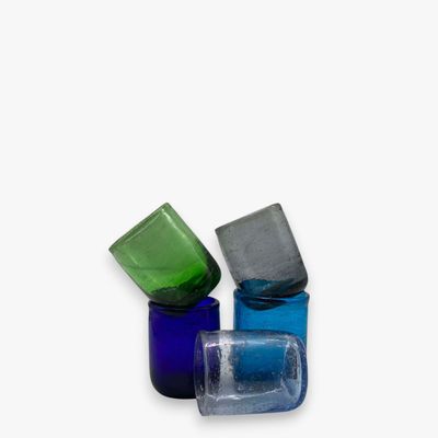 Verres - Lot de 6 verres à shot de 2cl  Verre recyclé, soufflé avec des détails - MAISON ZOE